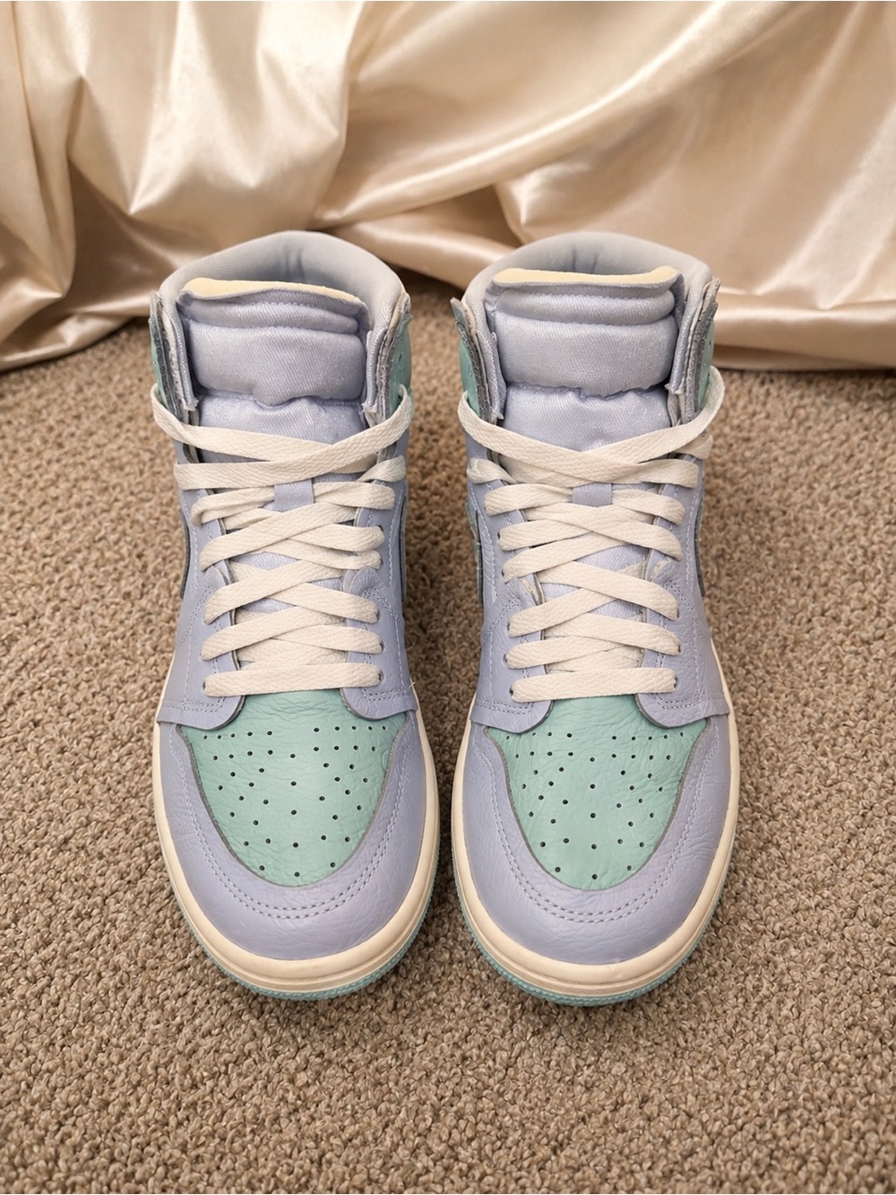Nike Air Jordan 1 Mid Pastel Mint Lavender High-Top Sneakers